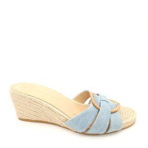 Veronica Beard Light Blue and Tan Wedge Sandals